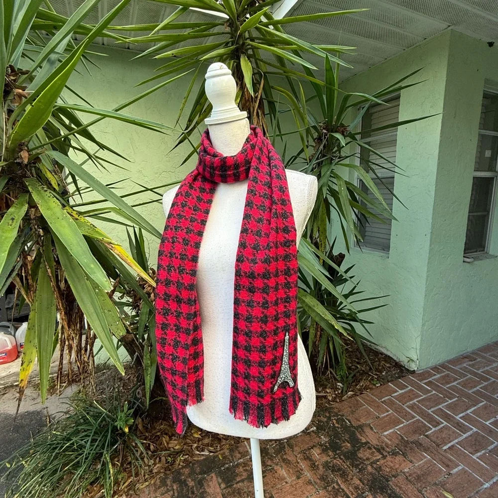 Red and Black Plaid Karl Lagerfeld Scarf